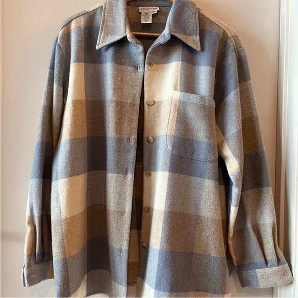 Coldwater Creek Wool Flannel Oversize Shacket Women's Medium Winter Layer Snowy - Picture 2 of 7